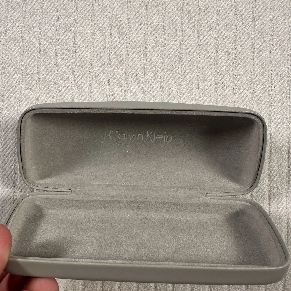 Calvin Klein Eyeglass & Sunglass Hard Case Gray Silver Clam Shell